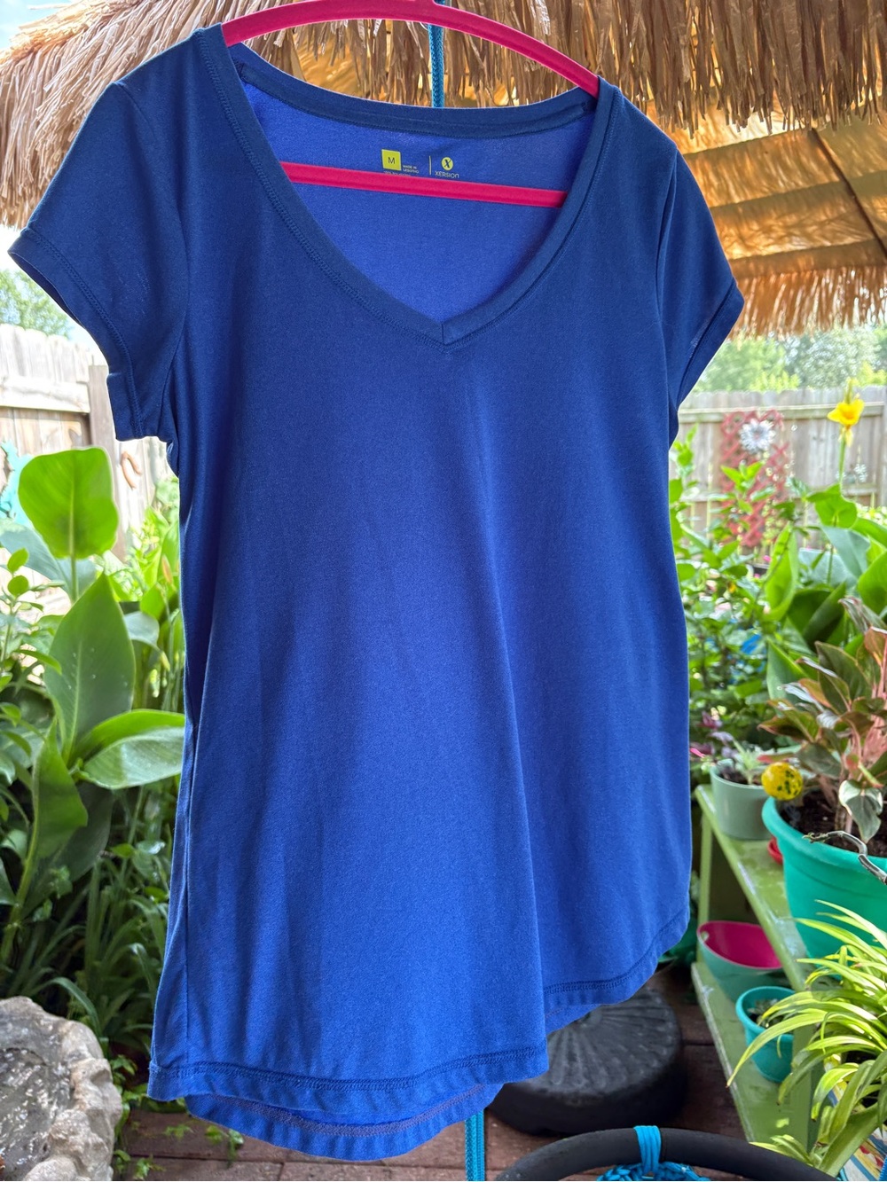 Women's Blue and Green  V-Neck Short Sleeve shirts 2 shirts